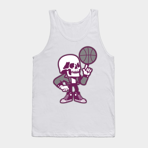 Phoenix Suns Funny Skull Playing Basketball Tank Top by The Crane Kick